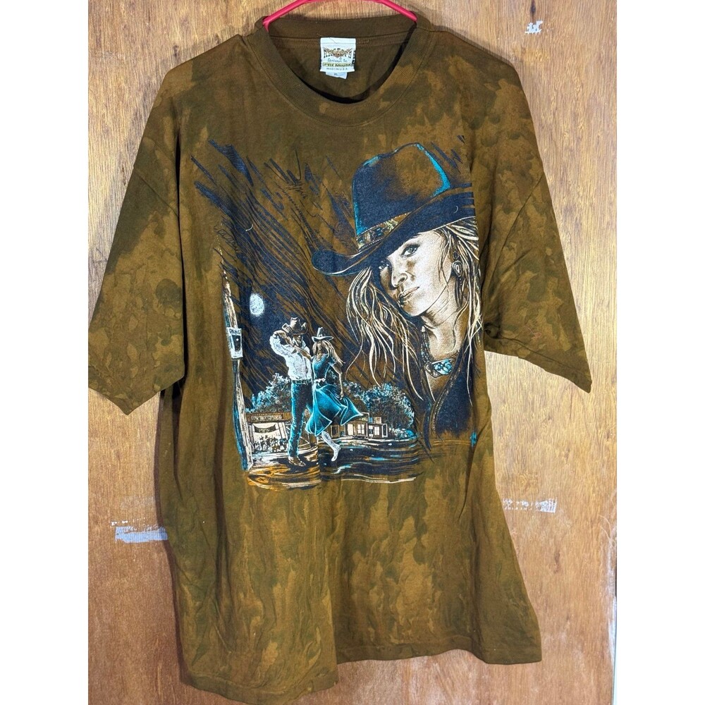 Vintage Ragtops Western T Shirt‎ XL Swing Dance Country Brown USA